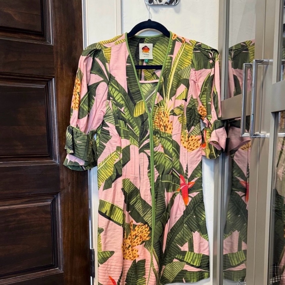 FARM Rio Pink and Green Tropical Dress